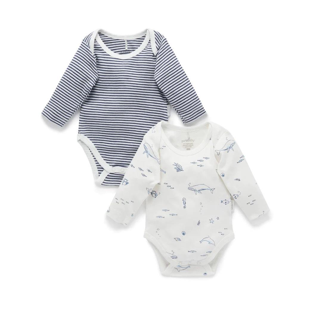 Purebaby Easy Neck LS Bodysuit 2 Pack